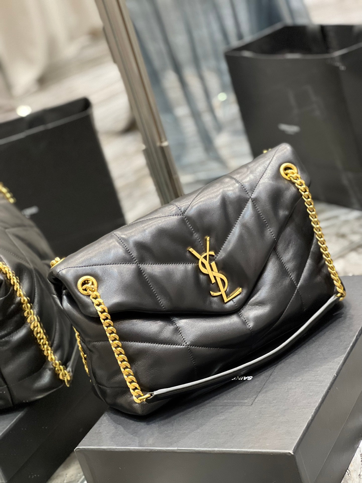 Yves Saint Laurent PUFFER MEDIUM BAG IN QUILTED LAMBSKIN