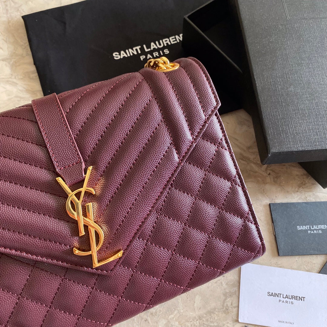 Yves Saint Laurent  Envelope Medium Bag In Mix Matelasse Grain  De Poudre Embossed Leather