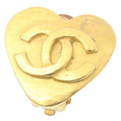 CHANEL Heart COCO Mark Earring Gold CC   ki1545