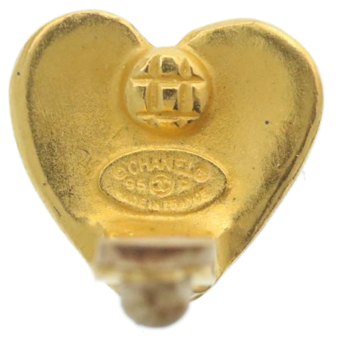 CHANEL Heart COCO Mark Earring Gold CC   ki1545