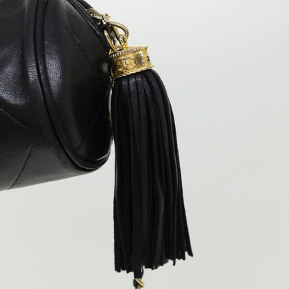 CHANEL COCO Mark FringeChain Shoulder Bag Lamb Skin Black CC   knn088