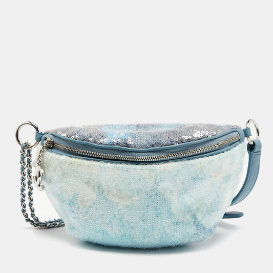 Chanel Light Blue Sequins Waterfall Belt Bag