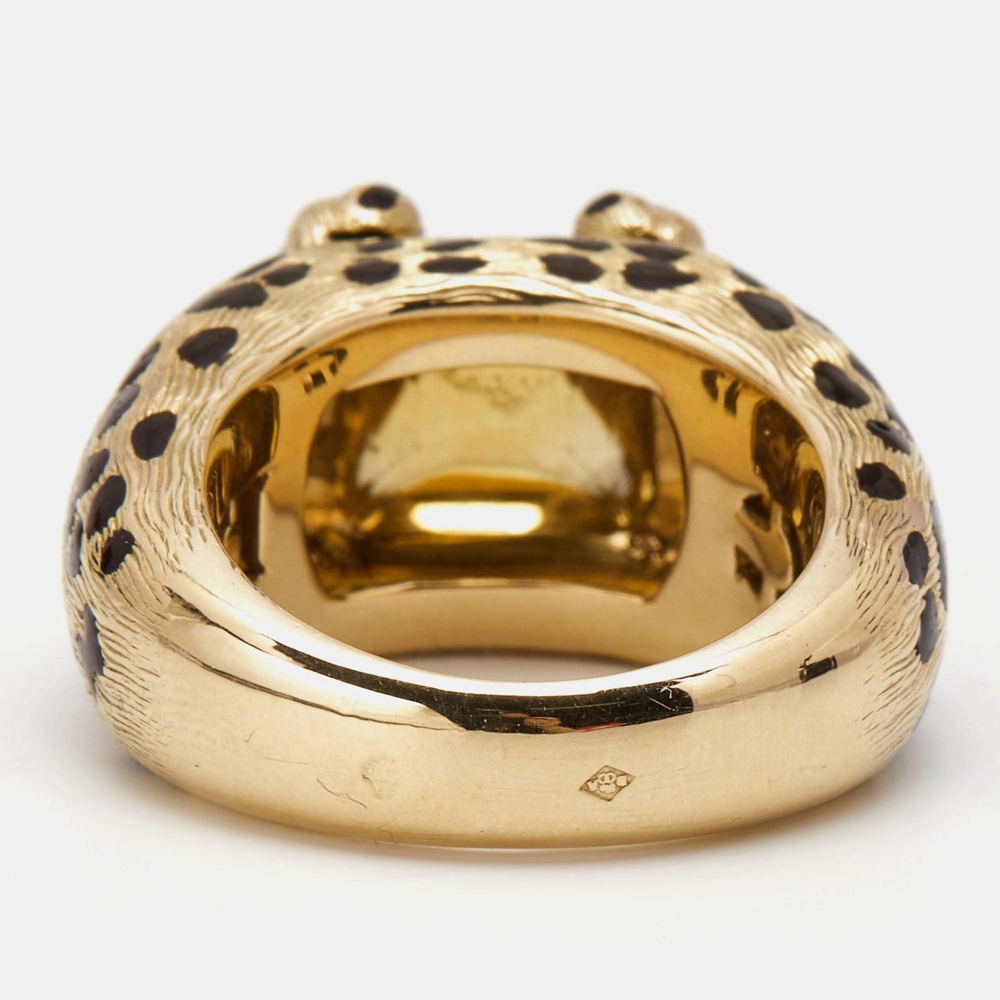 DIOR Leopard Citrine Lacquer 18k Yellow Gold Ring Size 52