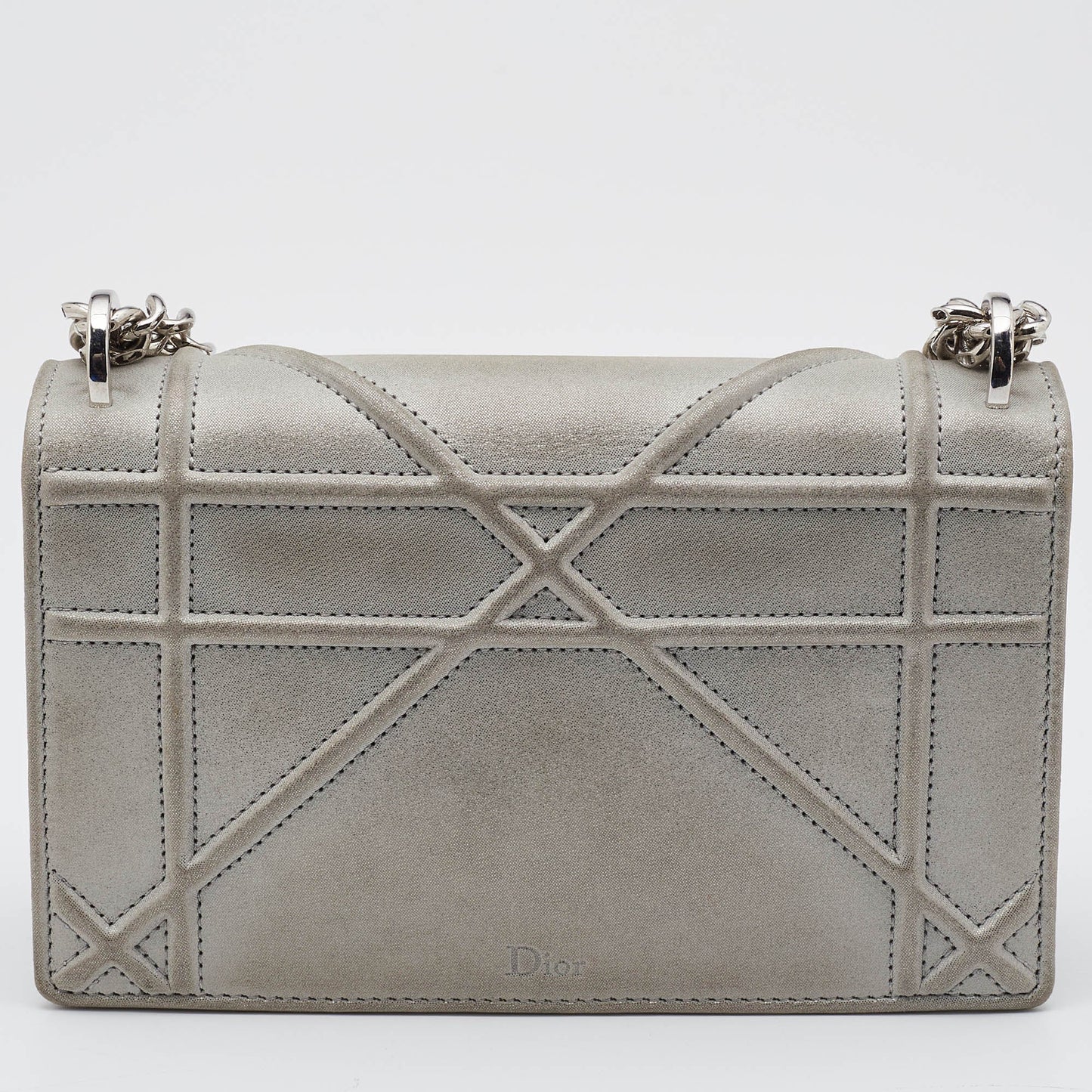 DIOR Grey Shimmering Leather Mini ama Crossbody Bag