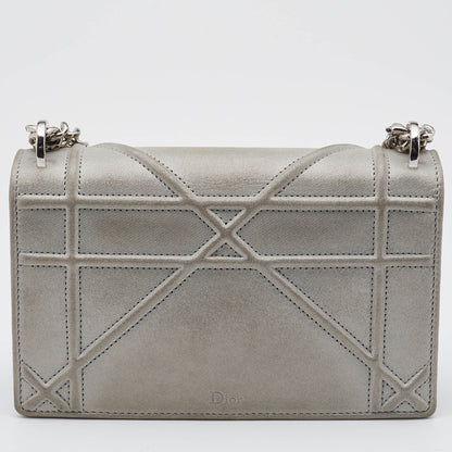 DIOR Grey Shimmering Leather Mini ama Crossbody Bag