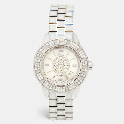 DIOR Mother Of  Pearl Diamonds Stainless Steel Christal CD113512M001 Women's Wristwatch 33 mm