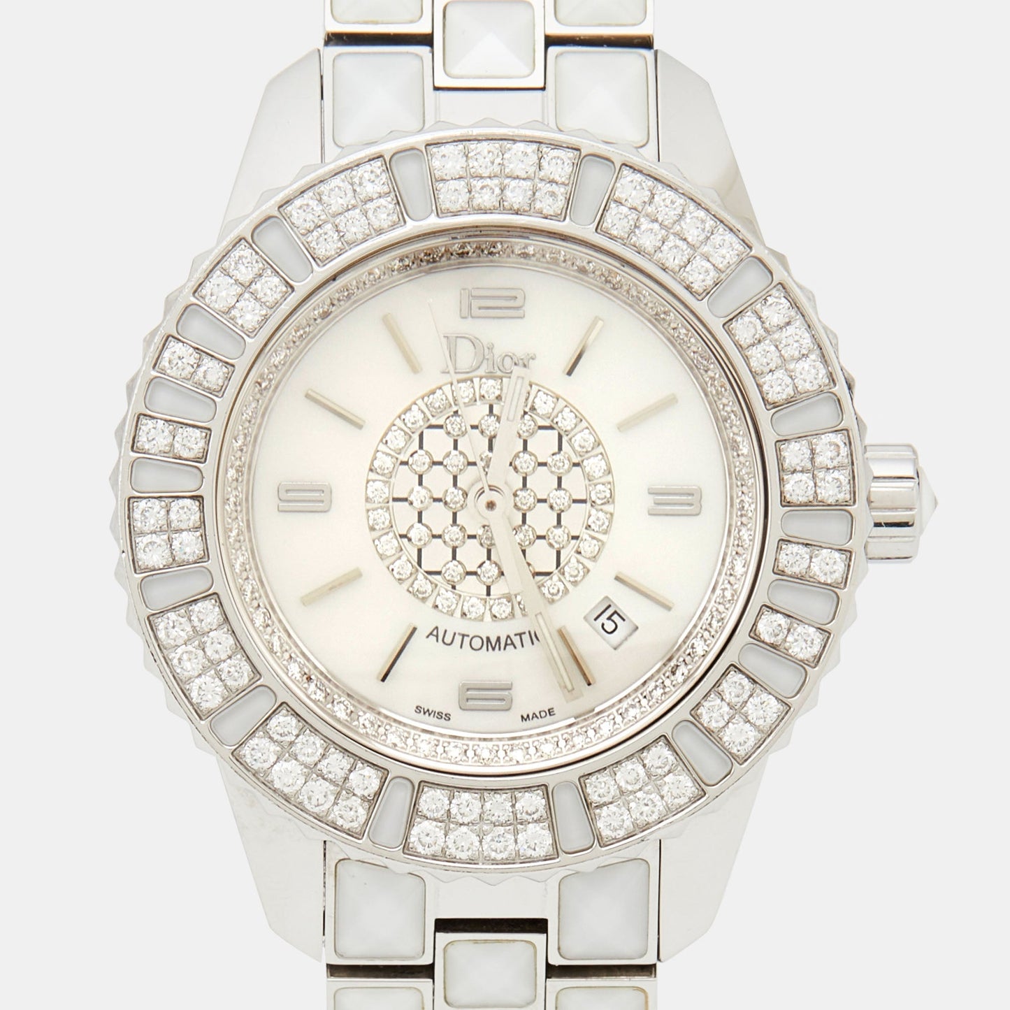 DIOR Mother Of  Pearl Diamonds Stainless Steel Christal CD113512M001 Women's Wristwatch 33 mm