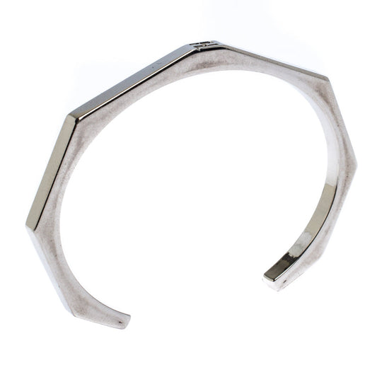 Fendi Baguette Silver Tone Open Cuff Bracelet