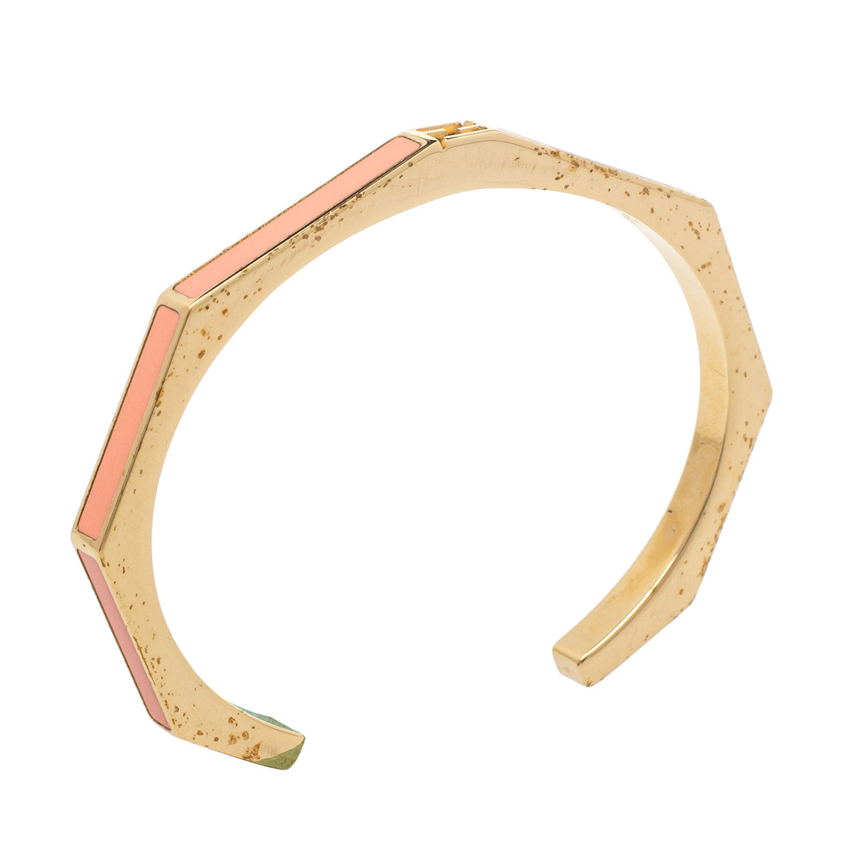 Fendi Pink Enamel Baguette Open Cuff Bracelet S