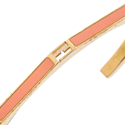 Fendi Pink Enamel Baguette Open Cuff Bracelet S