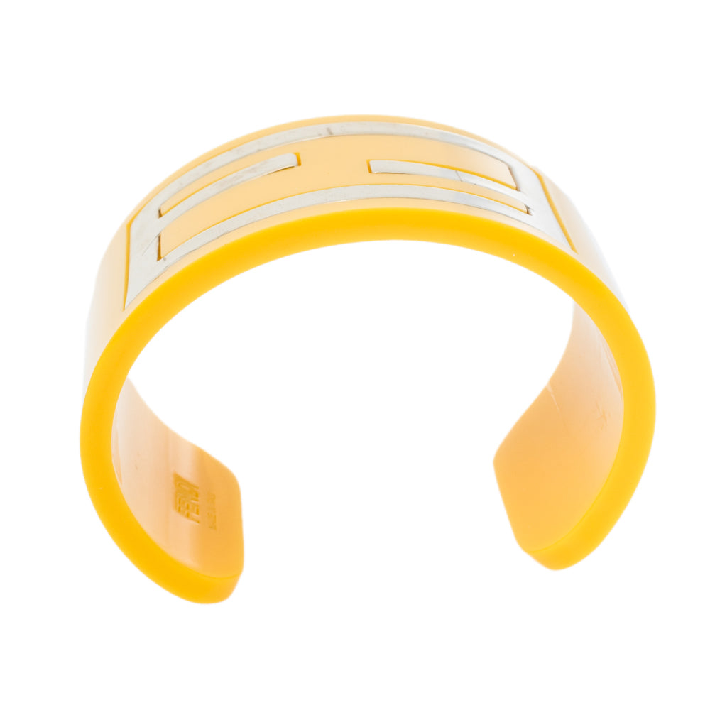 Fendi Yellow Resin Zucca Cuff Bracelet