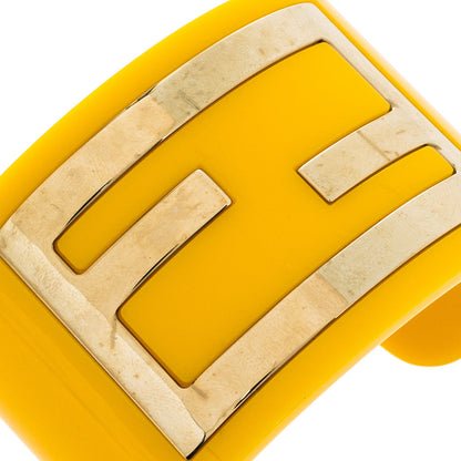 Fendi Yellow Resin Zucca Cuff Bracelet