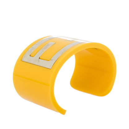 Fendi Yellow Resin Zucca Cuff Bracelet