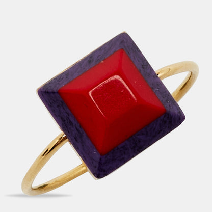 FENDI Resin Gold Tone Ring  Size 52