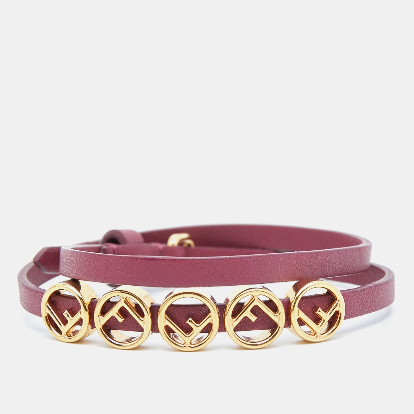 FENDI F is  Leather Gold Tone Bracelet