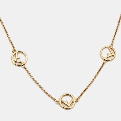 FENDI F is  Crystals Gold Tone Chain Necklace