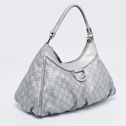 Gucci Silver Guccissima Leather Abbey D-Ring Large Hobo