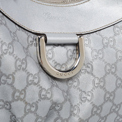 Gucci Silver Guccissima Leather Abbey D-Ring Large Hobo