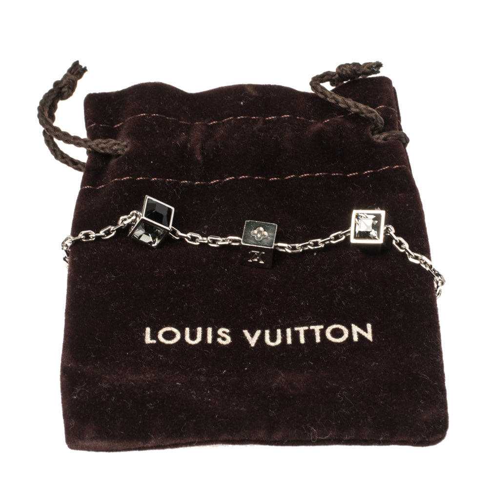 Louis Vuitton Silver Tone Gamble Crystal Bracelet