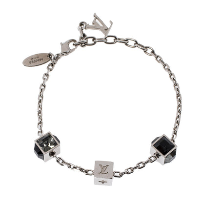 Louis Vuitton Silver Tone Gamble Crystal Bracelet