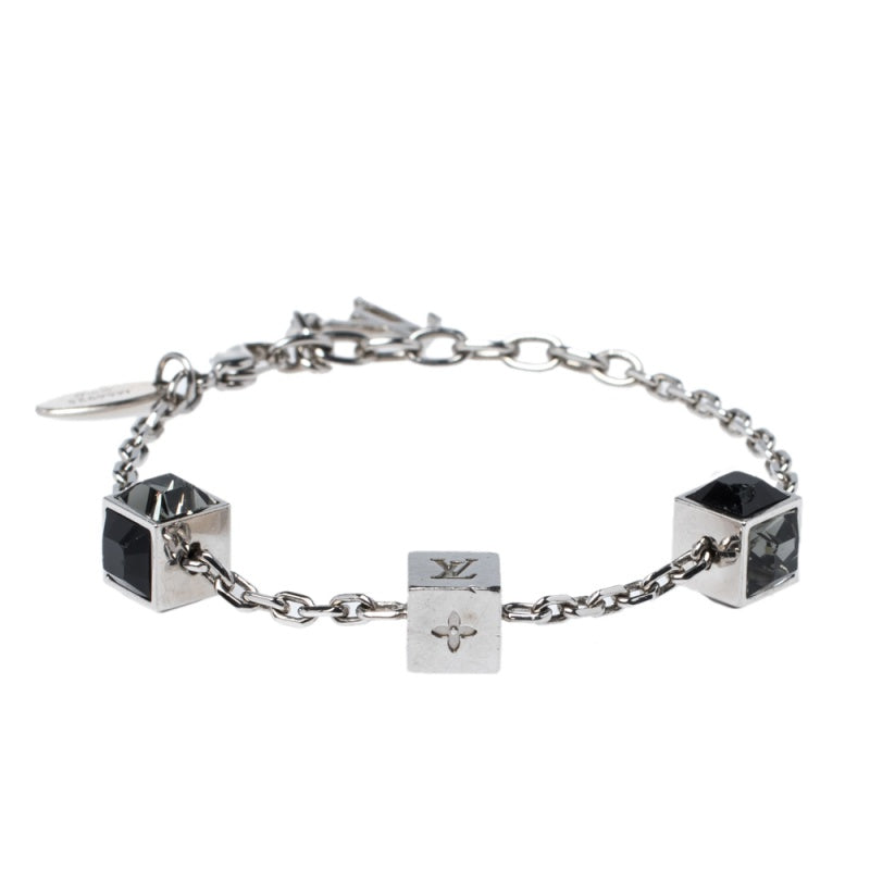 Louis Vuitton Silver Tone Gamble Crystal Bracelet