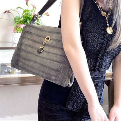 YVES SAINT LAURENT Crocodile Skin Leather Shoulder Bag