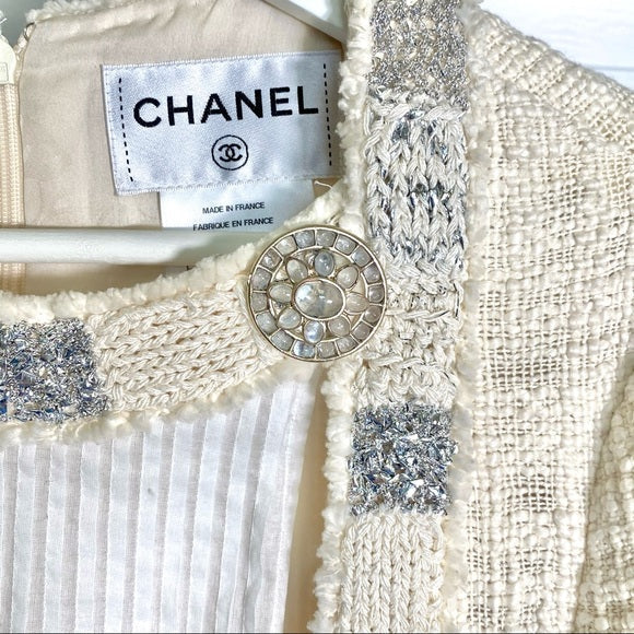 CHANEL 12PF Paris Bombay Ivory Silver Dress