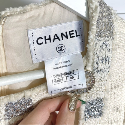 CHANEL 12PF Paris Bombay Ivory Silver Dress