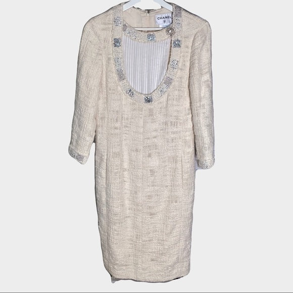 CHANEL 12PF Paris Bombay Ivory Silver Dress