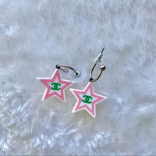 CHANEL VINTAGE two colour star earrings TWS pop