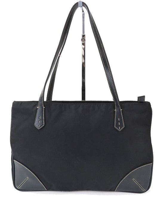 PRADA Milano Black Nylon and Leather Tote Bag