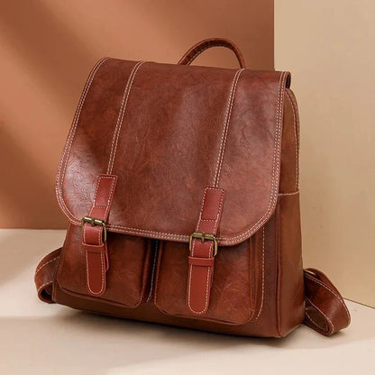 Soft Faux Leather Vintage Backpack - BagsAttra