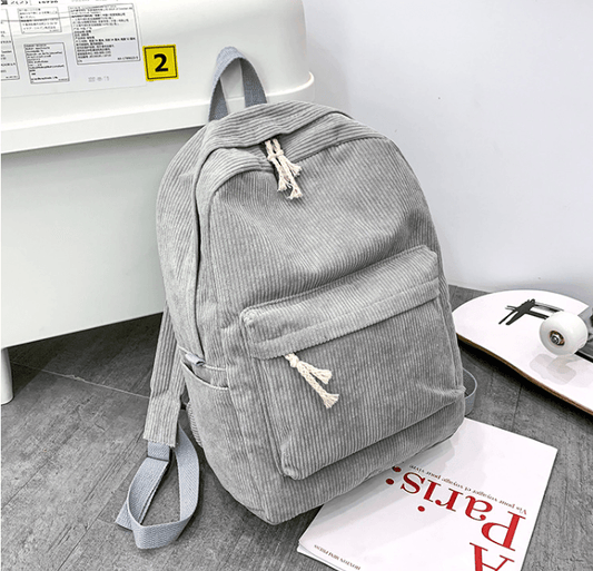 The Corduroy' - Striped Corduroy Backpack - BagsAttra